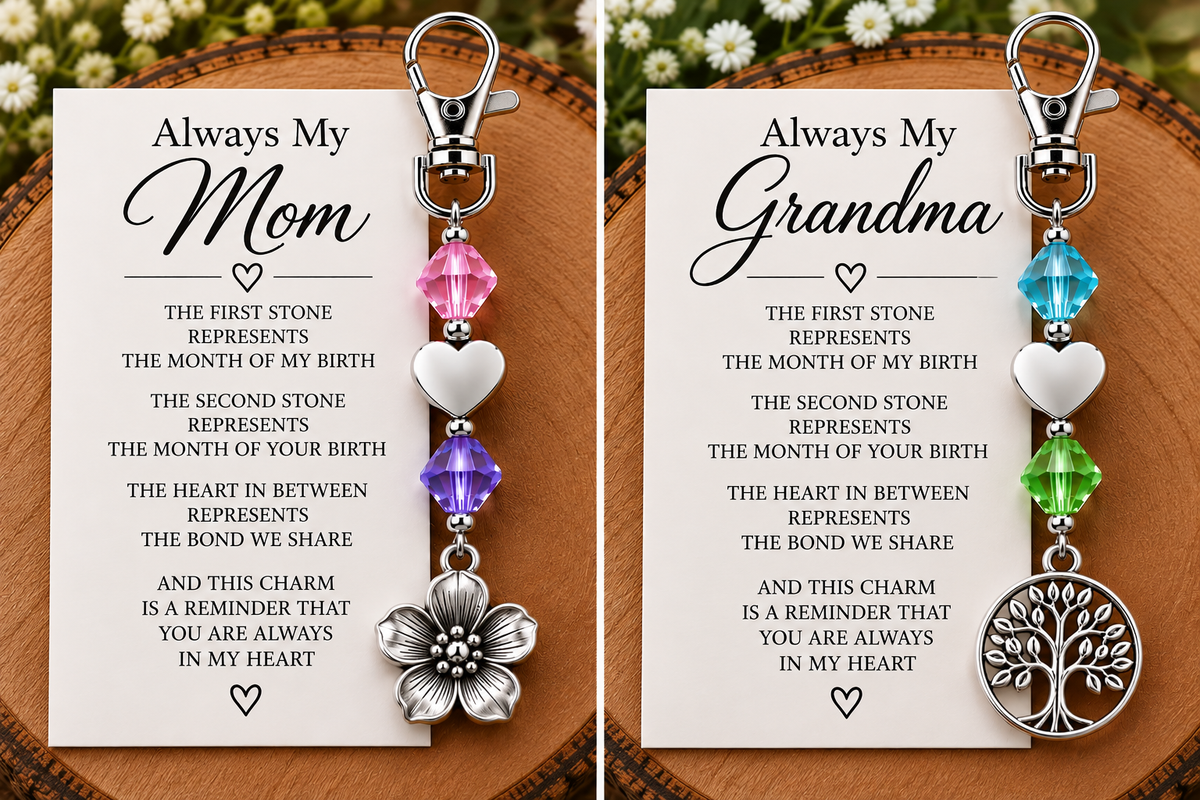 Mom & Grandma Birthstone Keychain – Personalized Family Gift