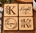 Personalized Wood-Burned Coasters – Custom Set of 4